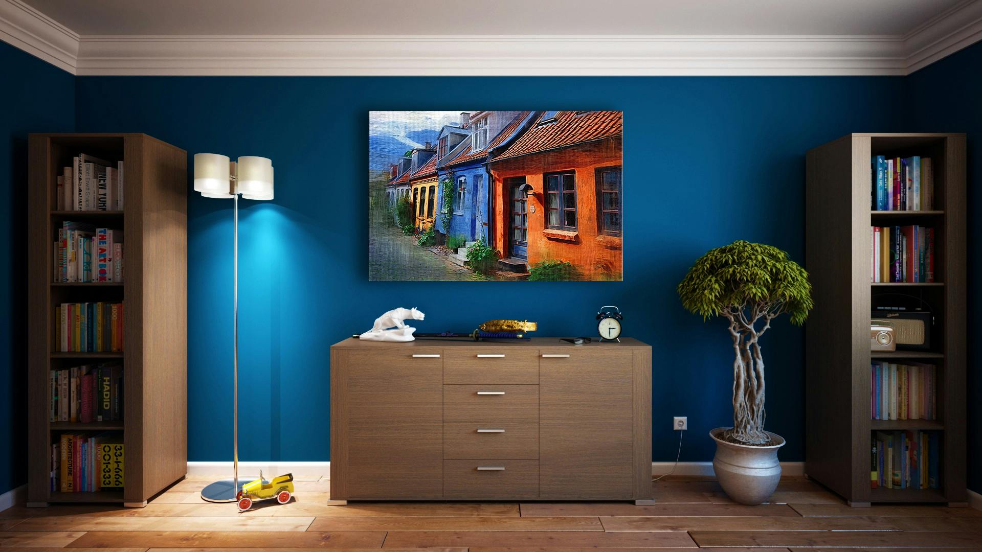 Painter touching up a wall